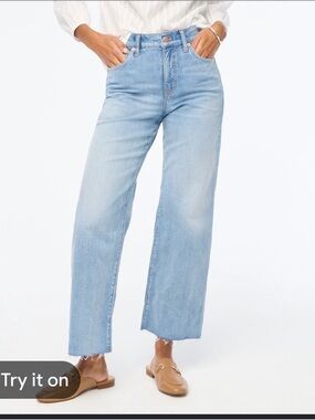 J. Crew Light Blue High-Rise Wide Leg Jeans 32 Peite